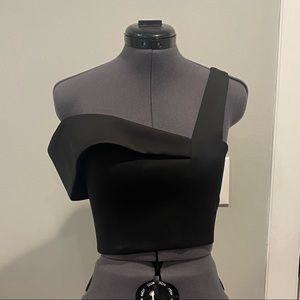 NWT!!!! Premonition Black Asymmetrical Cropped Corset Top
